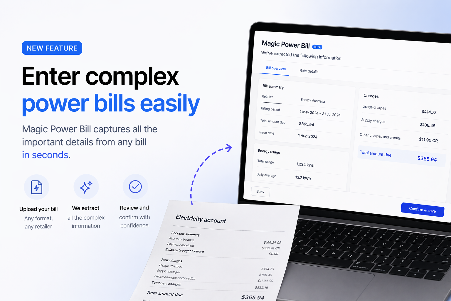 Magic Power Bill — AI power bill extraction in Solar Proof