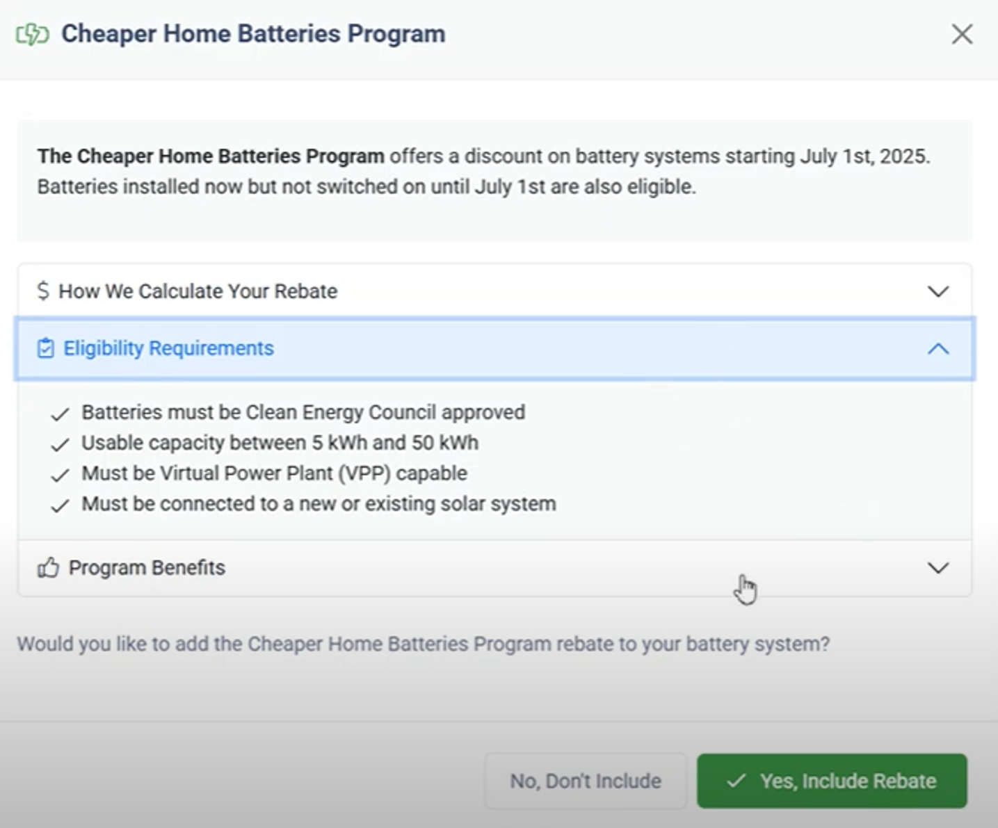 Cheaper Home Batteries Program 2025